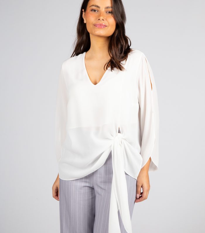 Túnica pérola laçada lateral