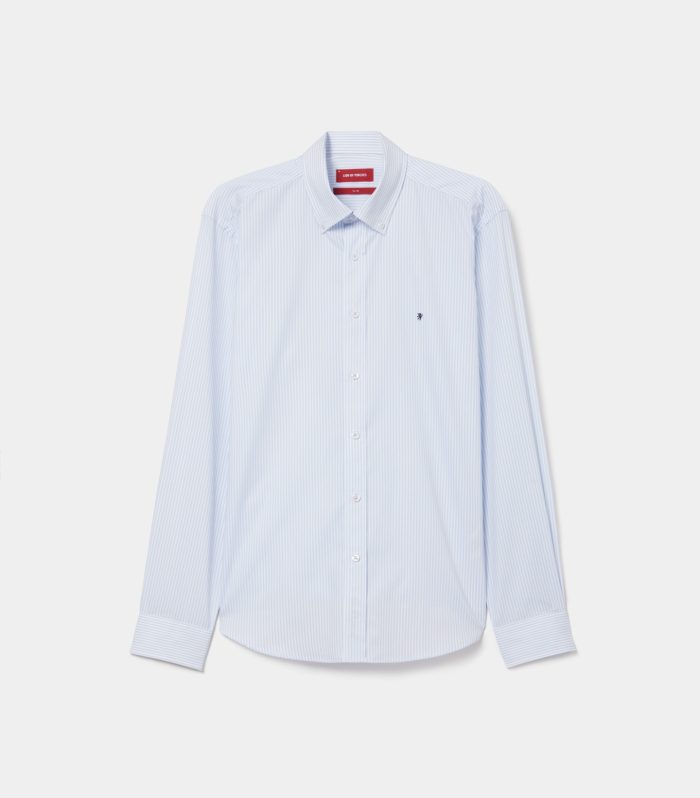 Camisa regular fit em algodão às riscas