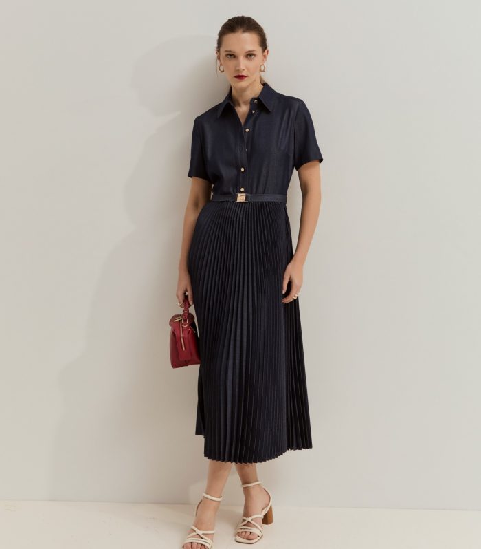 Vestido midi de manga curta
