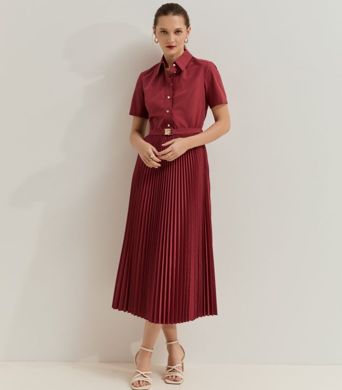 Vestido midi de manga curta
