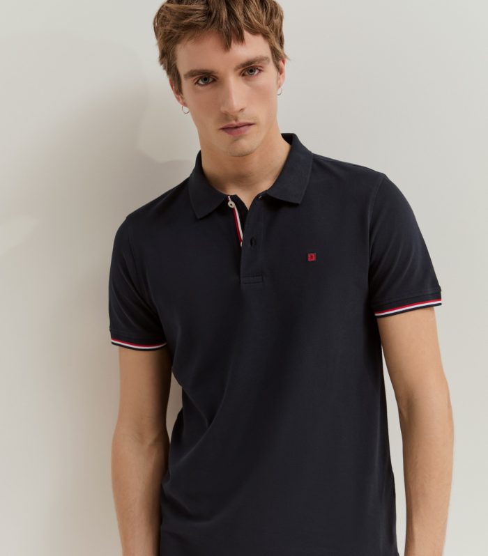 Polo piqué slim fit em algodão