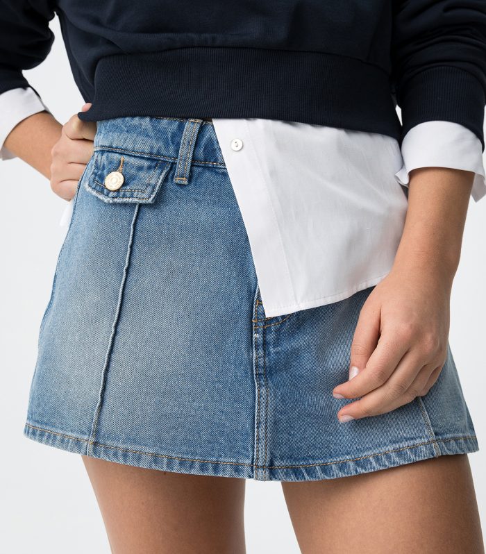 Calções denim azul claro