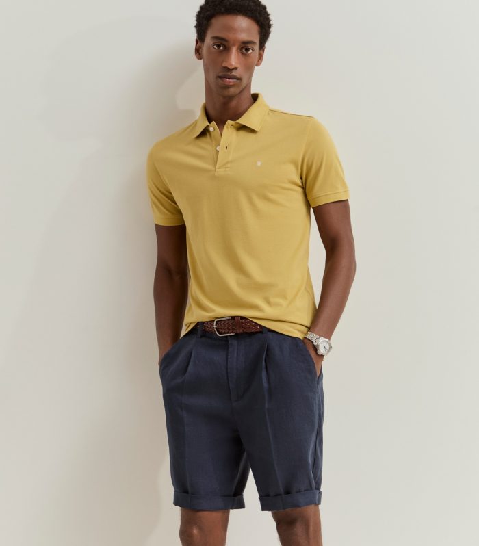 Polo de manga curta slim fit em algodão