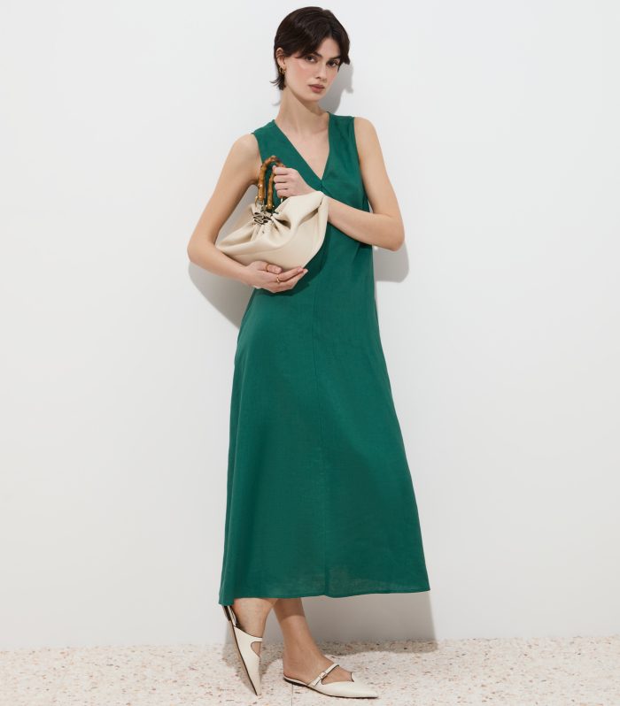 Vestido em linho sem mangas