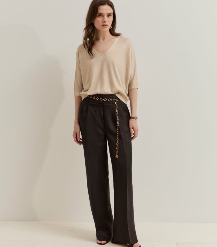Camisola de malha dourada