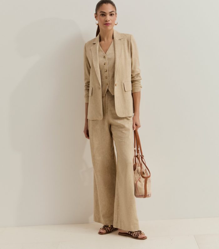 Blazer regular fit em linho e algodão