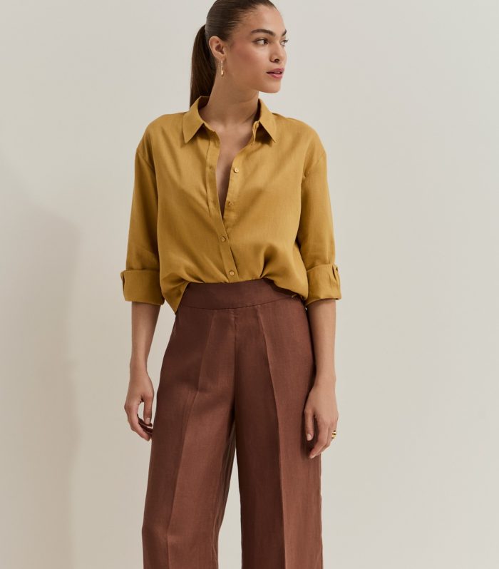 Camisa regular fit em linho