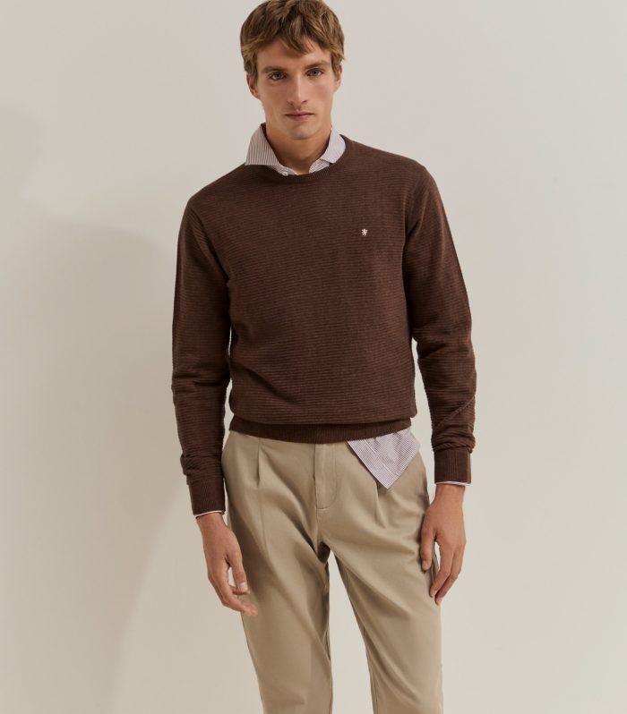Camisola de malha às riscas