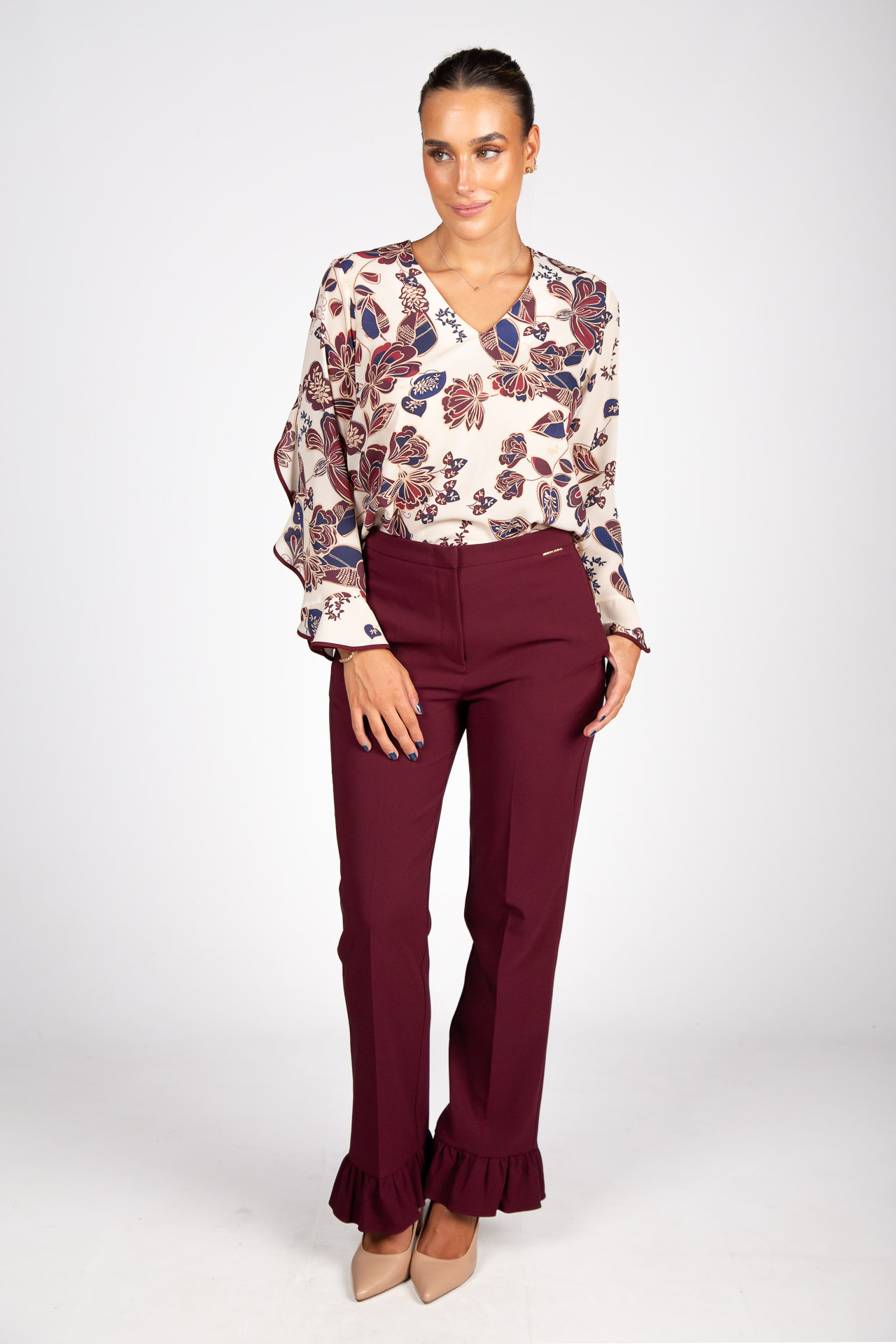 Túnica floral com debrum