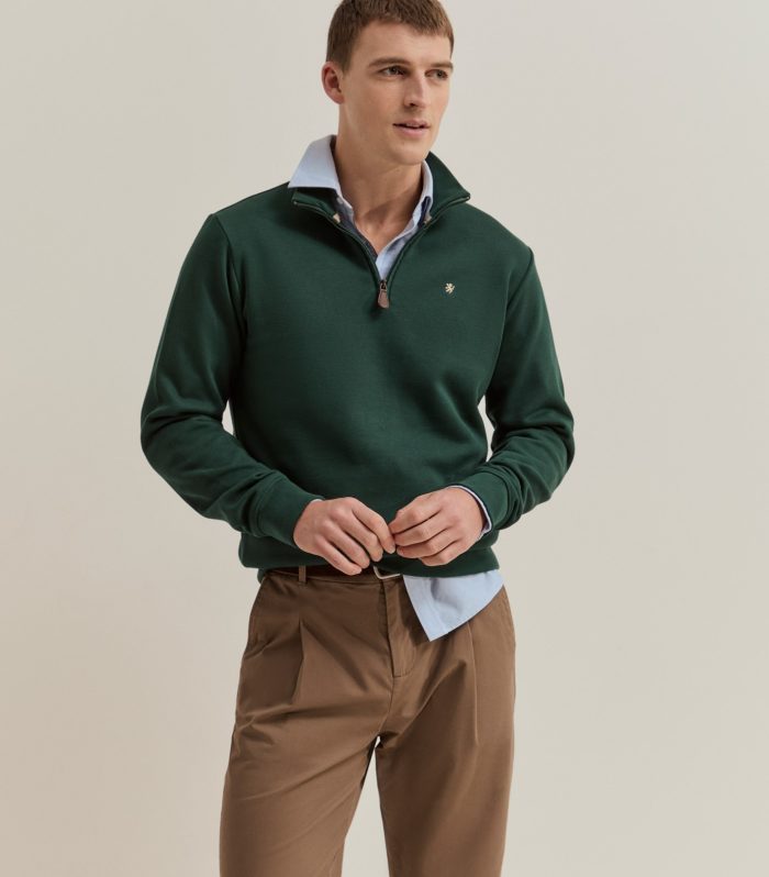 Camisola de malha com meio fecho