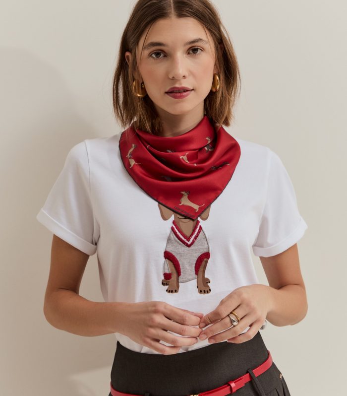 Lenço estampado em seda