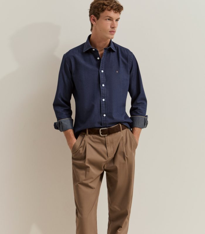 Camisa slim fit com textura